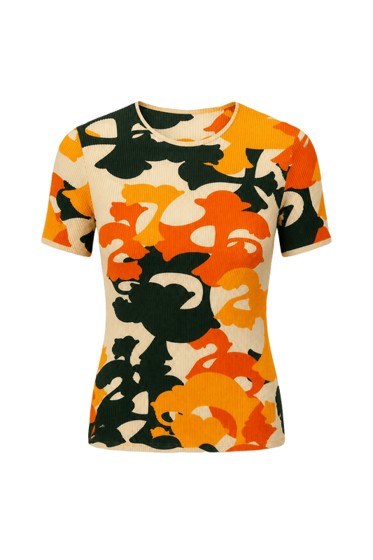 1990s Orange Polyester T-Shirt - Front View