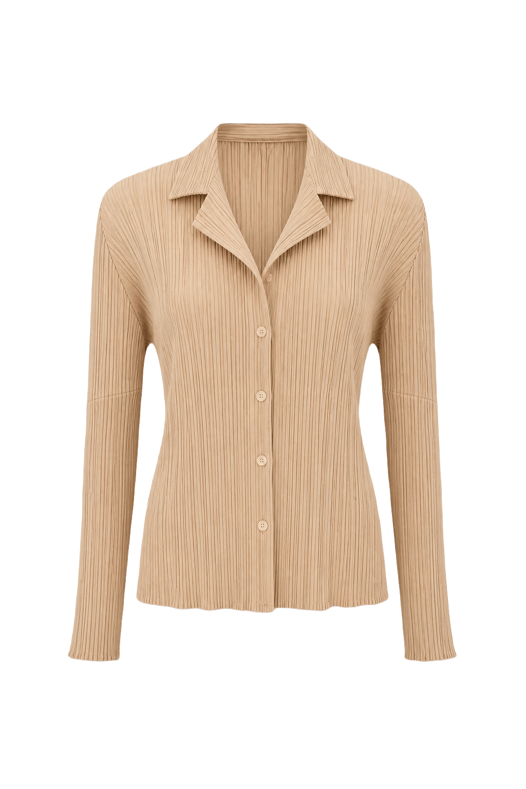 1990s Beige Polyester Blouse - Front View