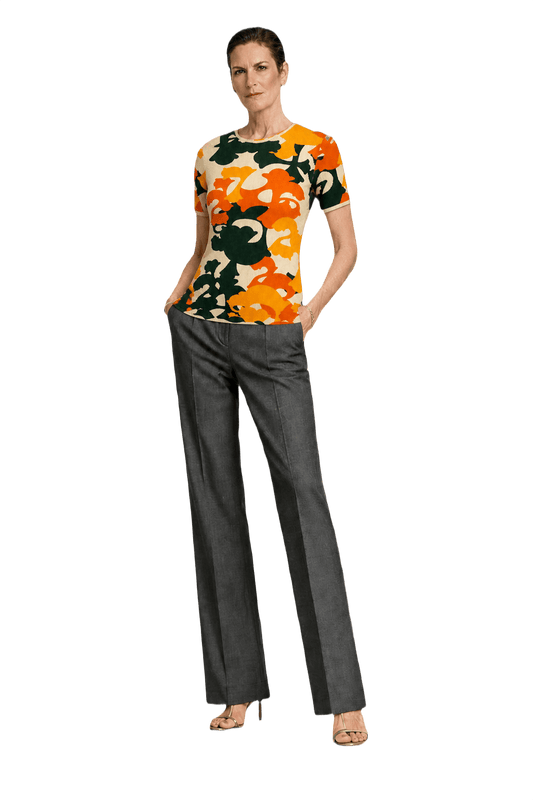 1990s Orange Polyester T-Shirt - Model