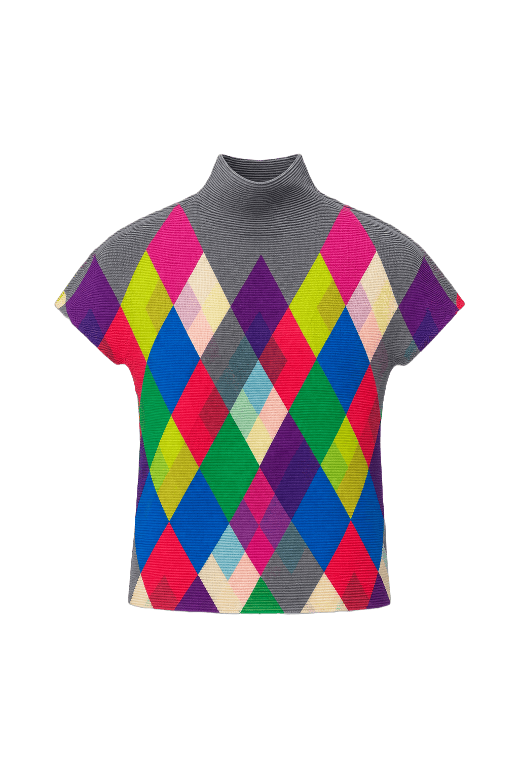 1990s Grey Polyester Blouse - Front View