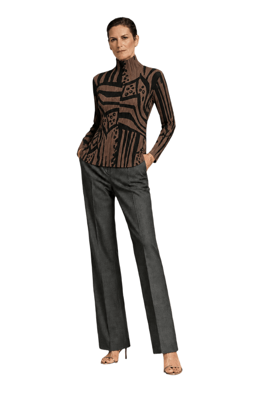 1990s Brown Polyester Blouse - Model
