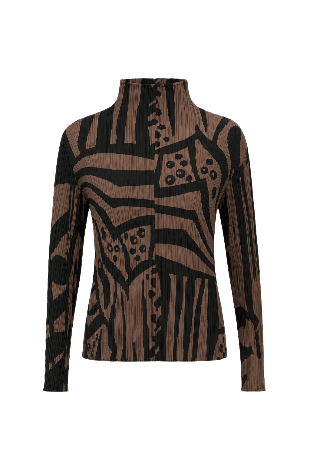 1990s Brown Polyester Blouse - Front View