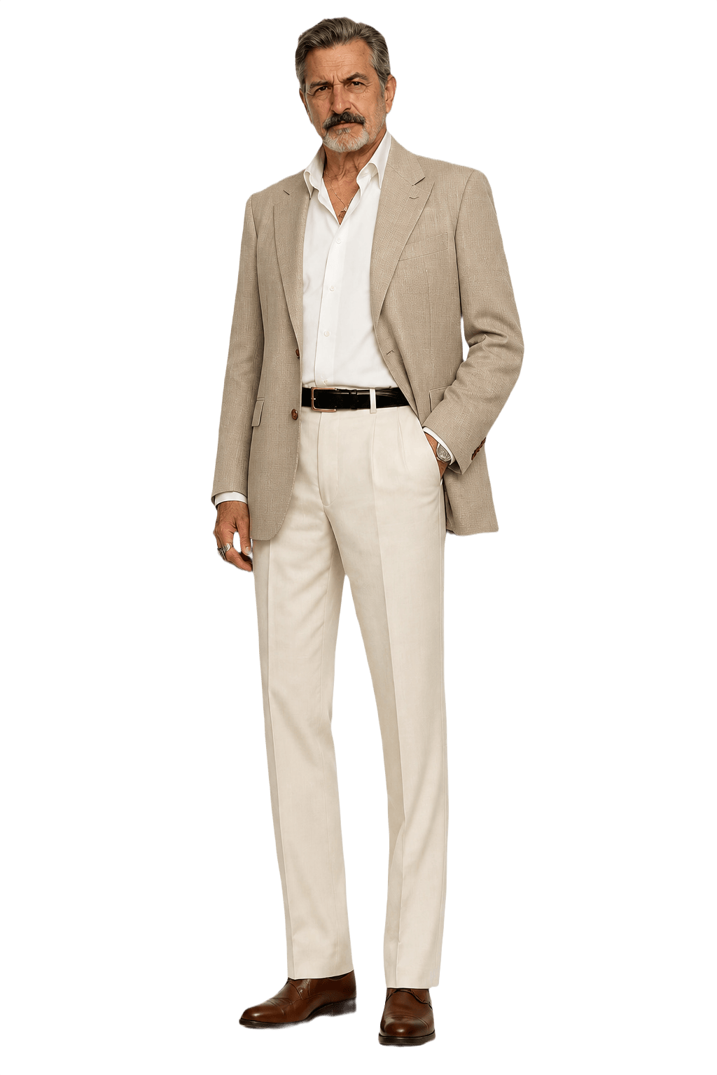 1980s Beige Wool Blend Blazer - Model