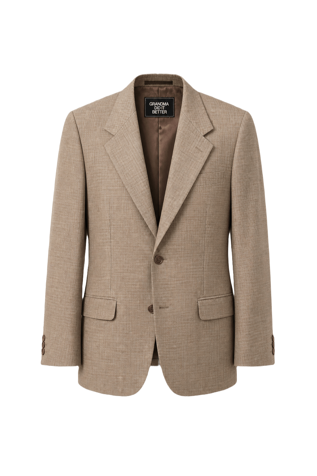 1980s Beige Wool Blend Blazer - Front View