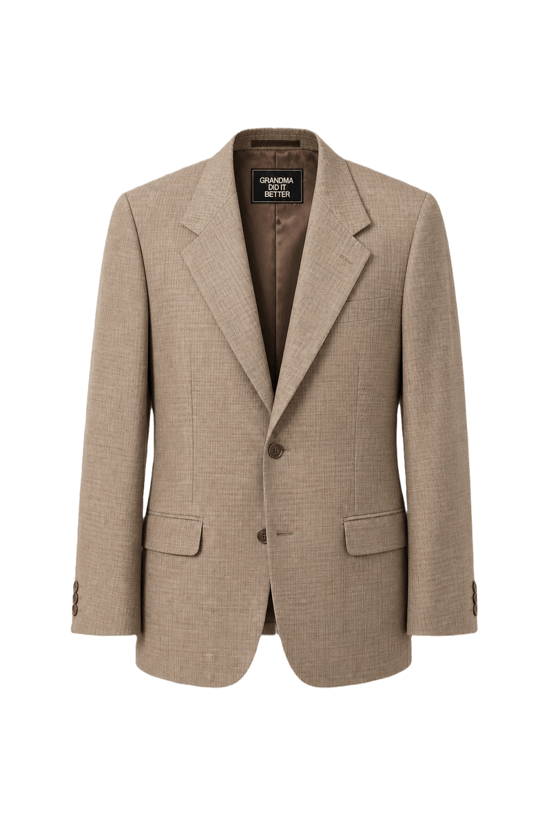 1980s Beige Wool Blend Blazer - Front View