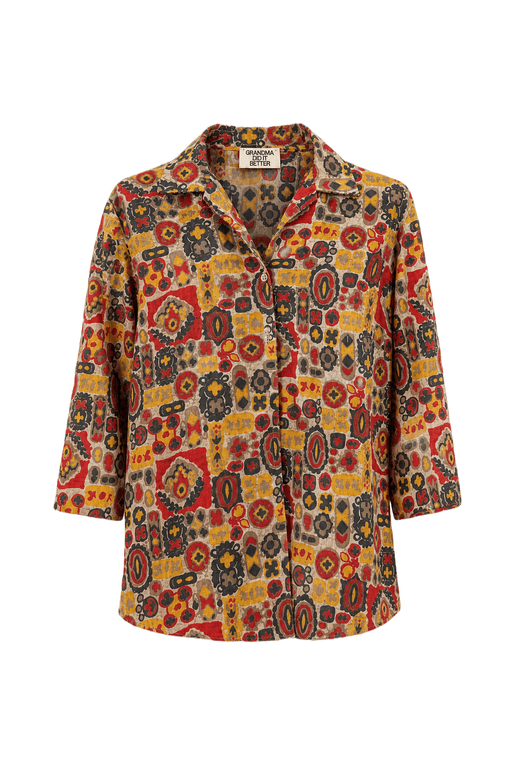 1970s Multicolor Cotton Blouse - Front View