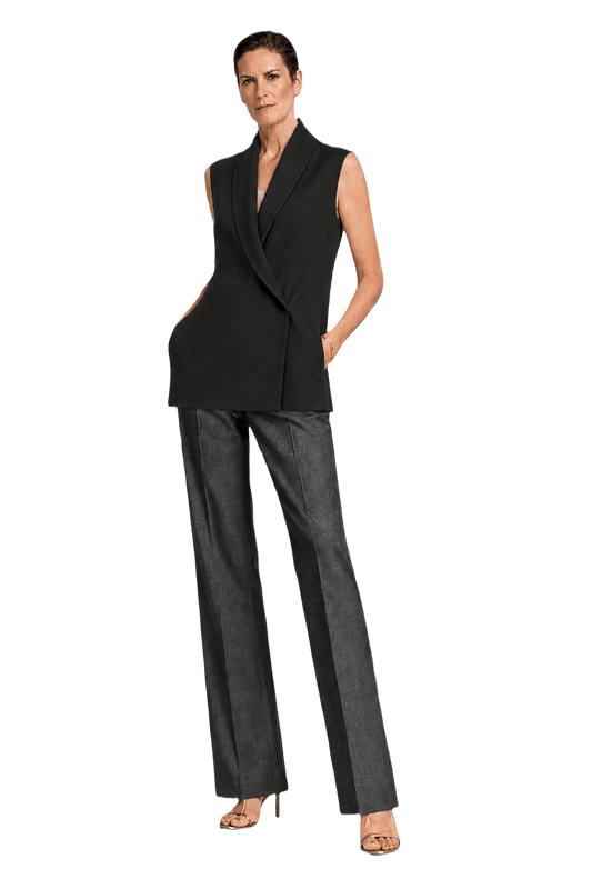 1990s Black Polyester Blouse - Model