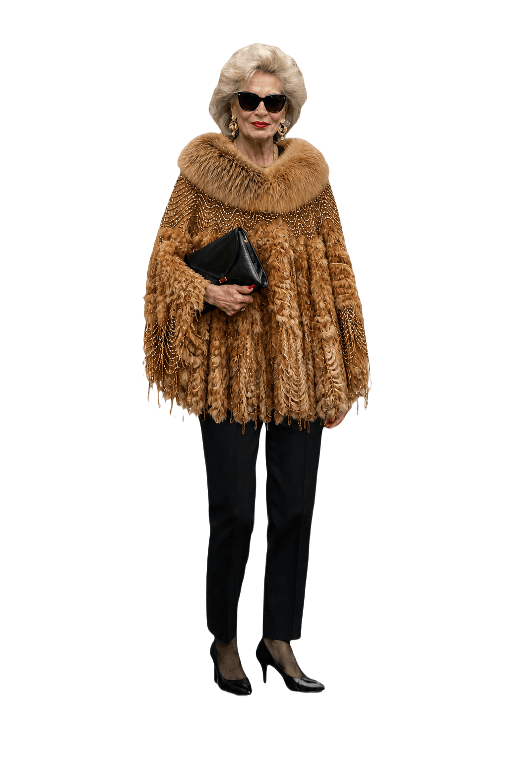 1980s Tan Fur Women's Fur Coat - Model