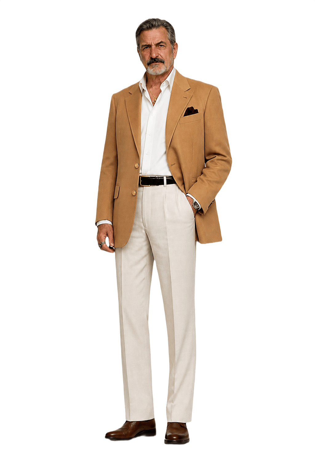 1980s Camel Wool Blend Blazer - Model