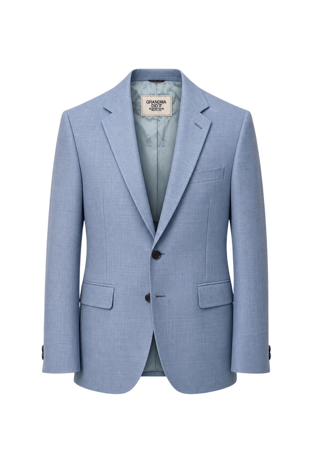 1980s Light Blue Wool Blend Blazer - Front View