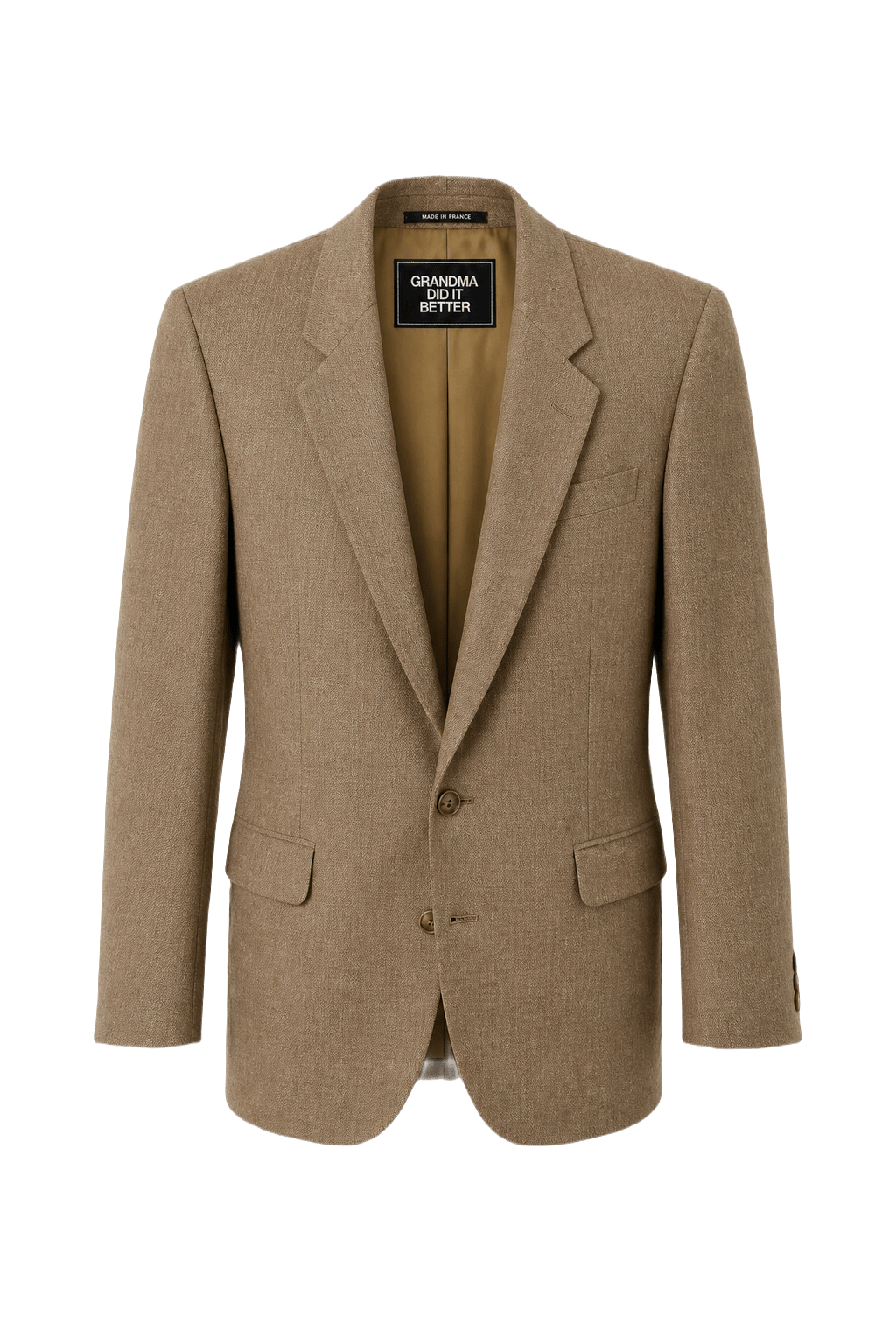 1980s Tan Wool Blend Blazer - Front View