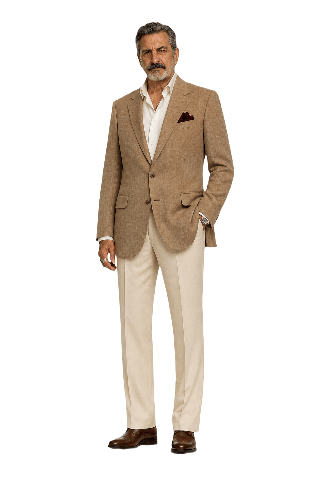 1980s Tan Wool Blend Blazer - Model