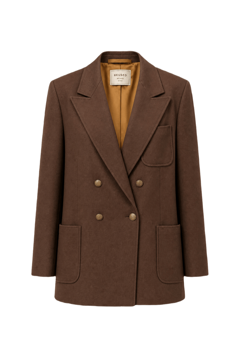 1980s Brown Wool Blend Blazer - Front View