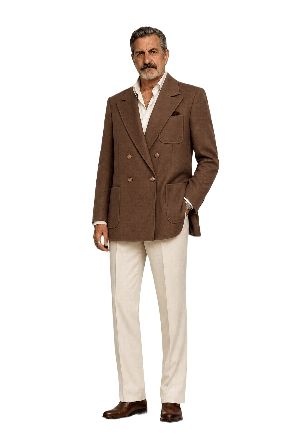 1980s Brown Wool Blend Blazer - Model