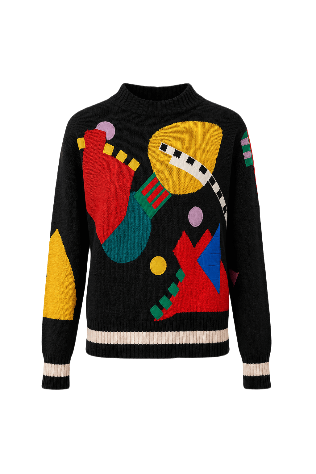 1980s Black Cotton Sweater - Front View