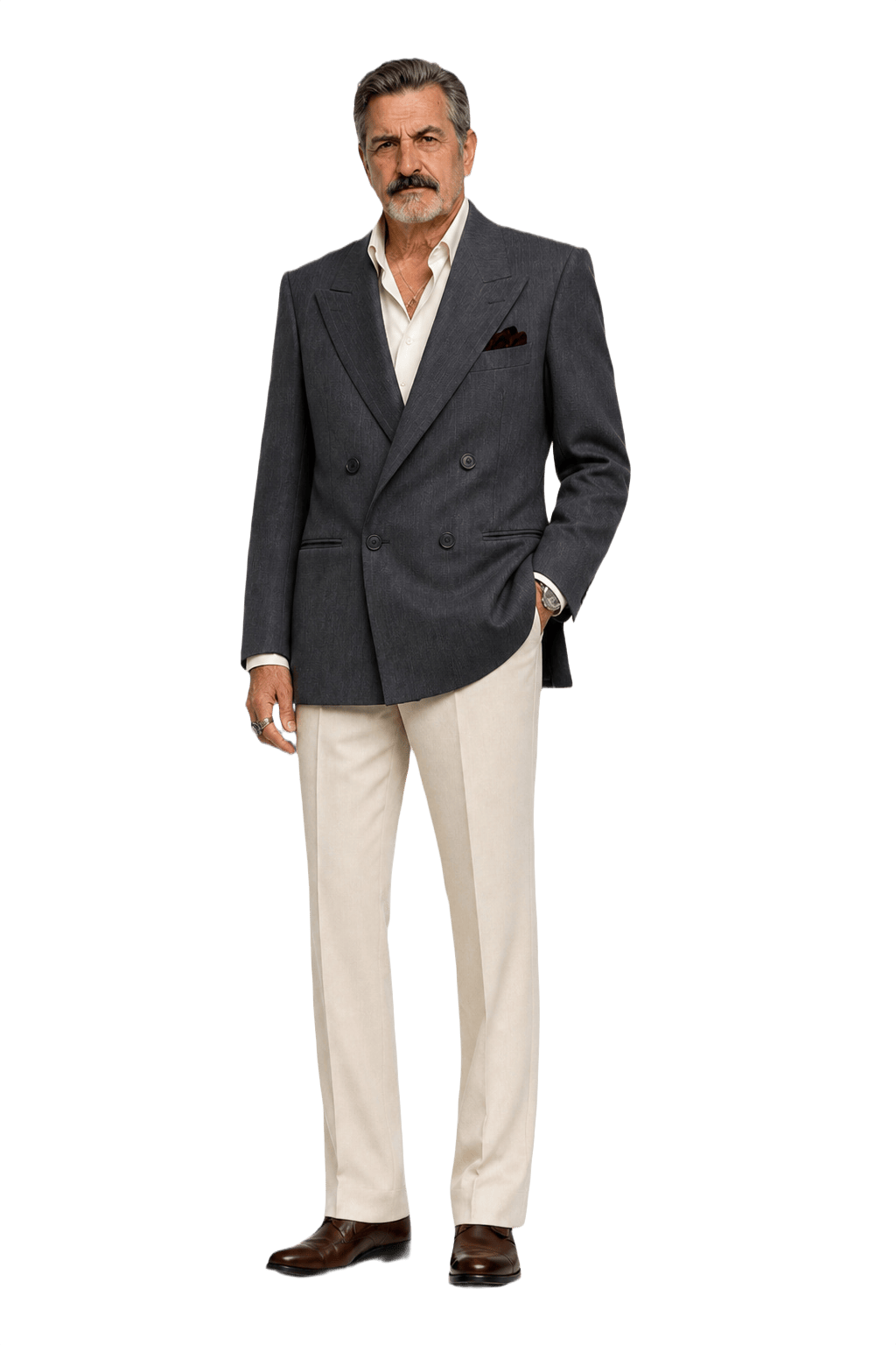 1980s Charcoal Grey Wool Blend Blazer - Model