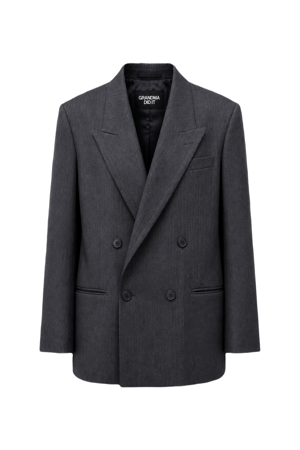 1980s Charcoal Grey Wool Blend Blazer - Front View