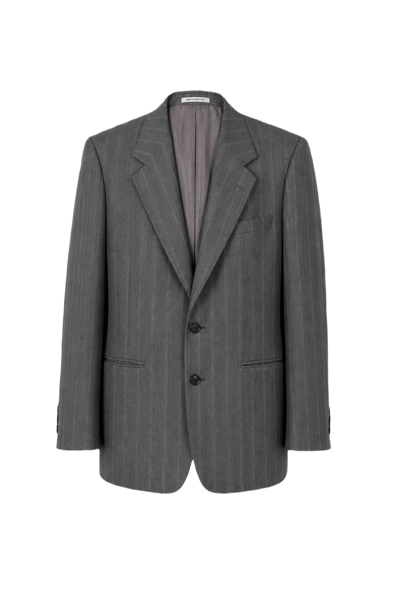 1980s Grey Wool Blend Blazer - Front View