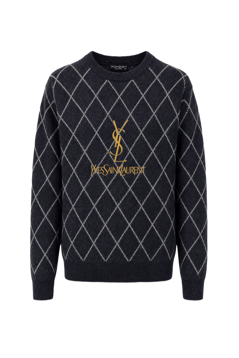 1980s Navy Blue Wool Blend Sweater - Front View