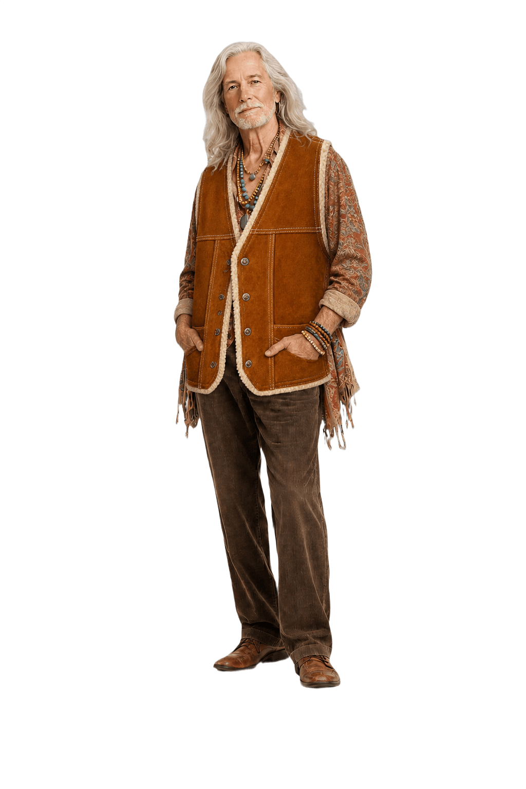 1970s Rust Orange Suede Vest - Model