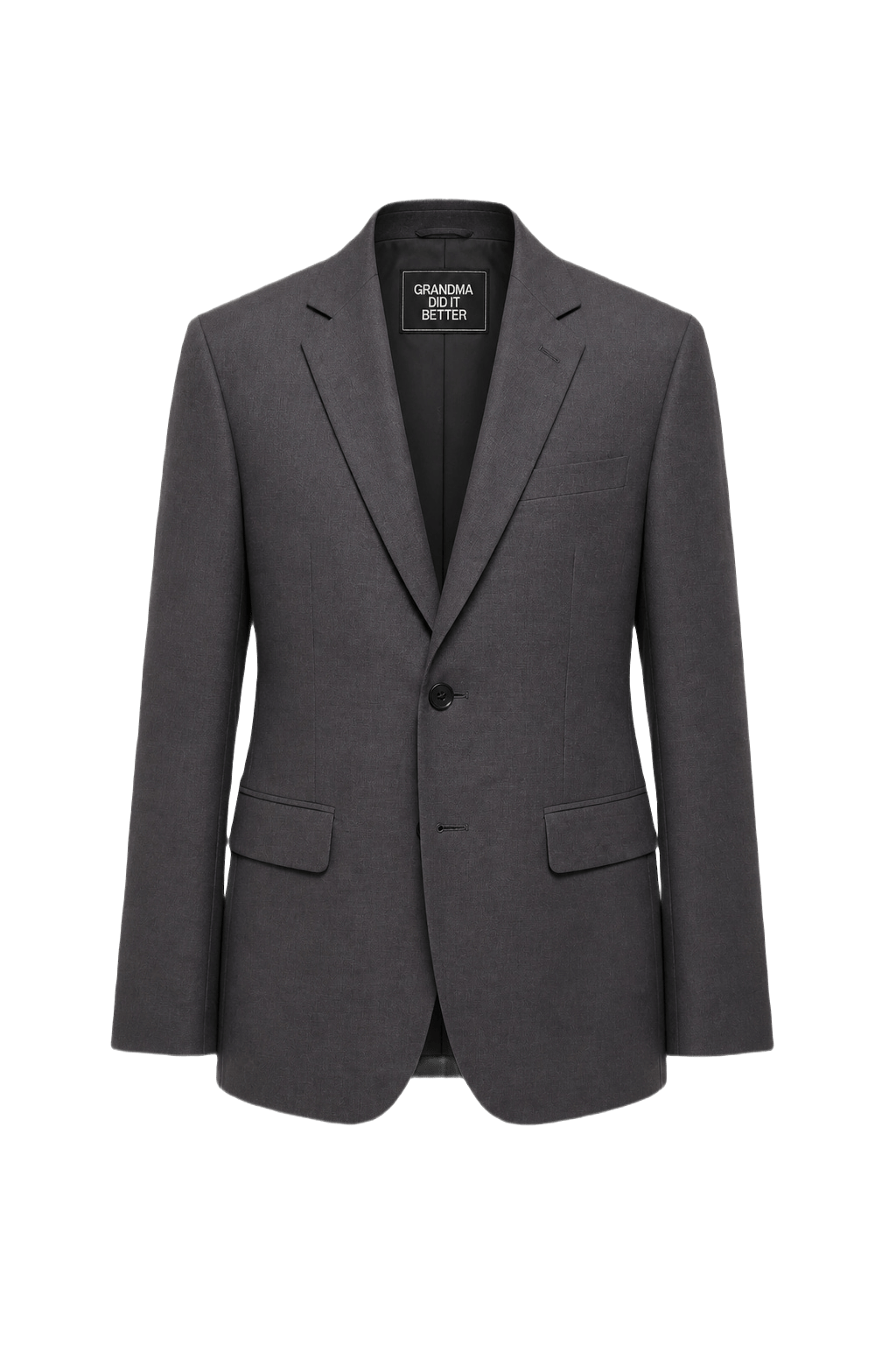1980s Charcoal Gray Wool Blend Blazer - Front View