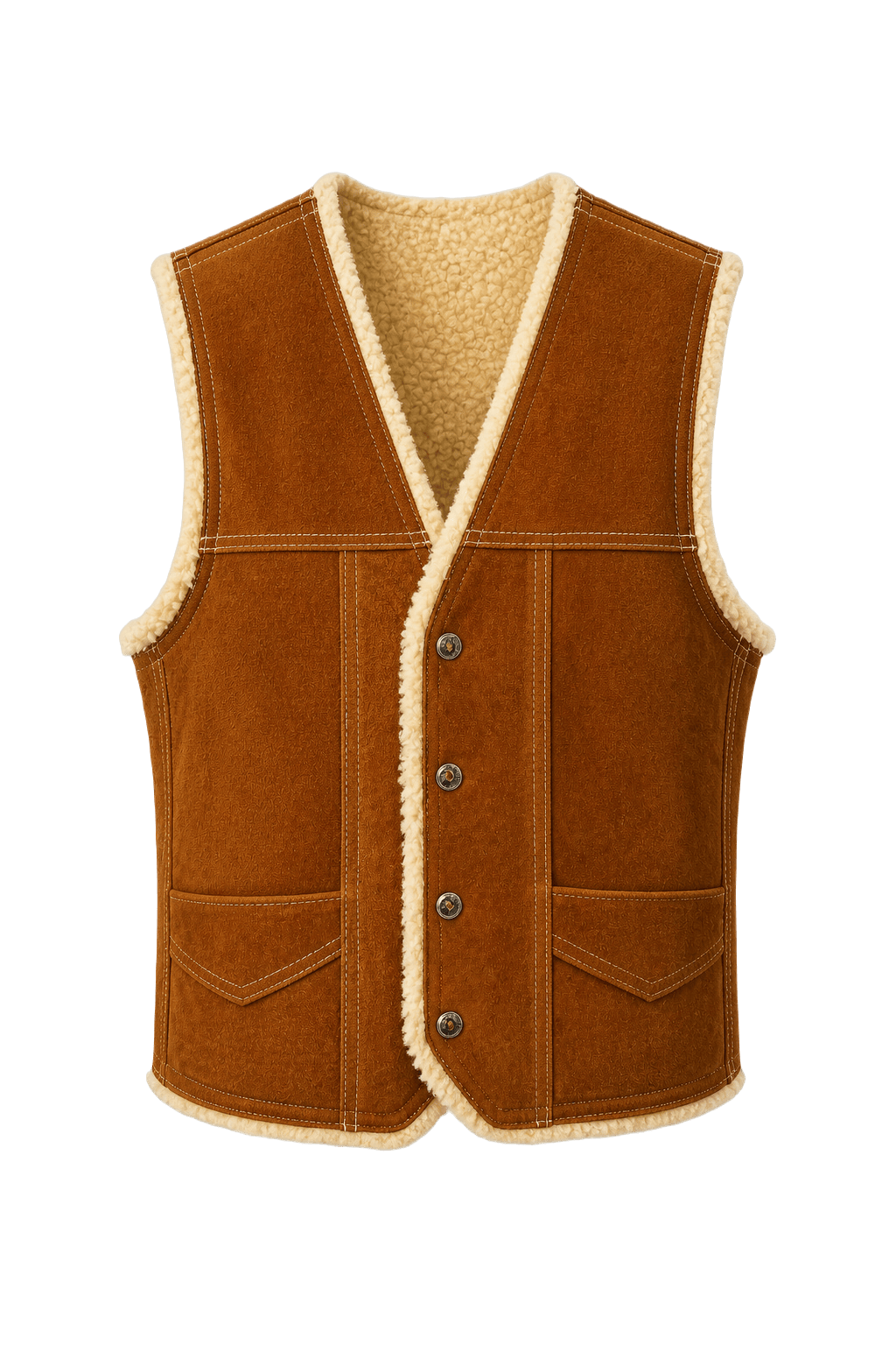 1970s Rust Orange Suede Vest - Front View