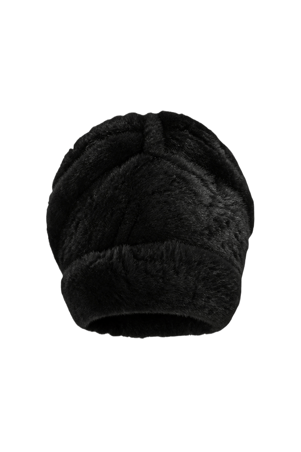 1980s Black Faux Fur Fur Hat - Front View