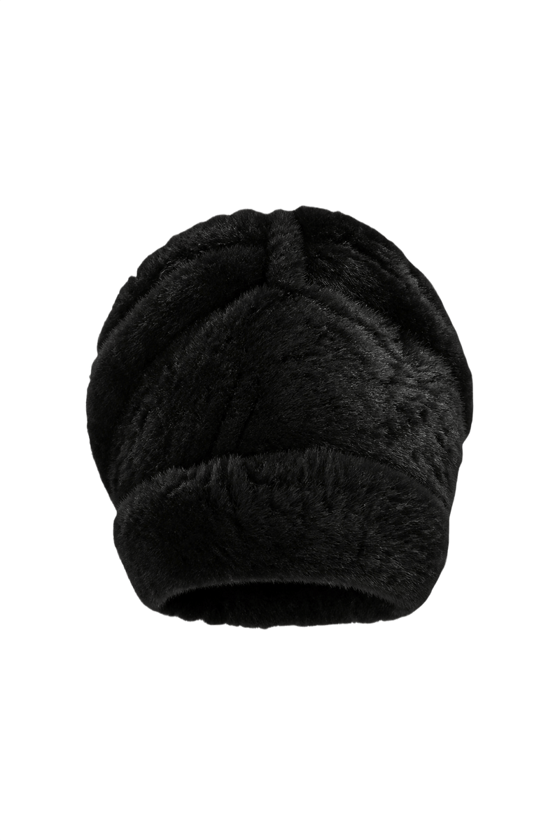 1980s Black Faux Fur Fur Hat - Front View