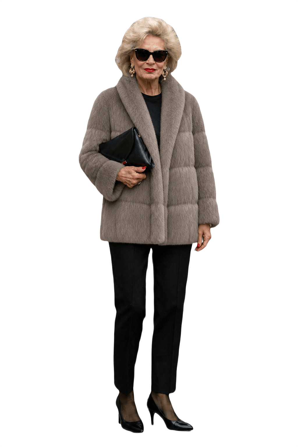 1980s Grey Fluffy Fur Coat - Model