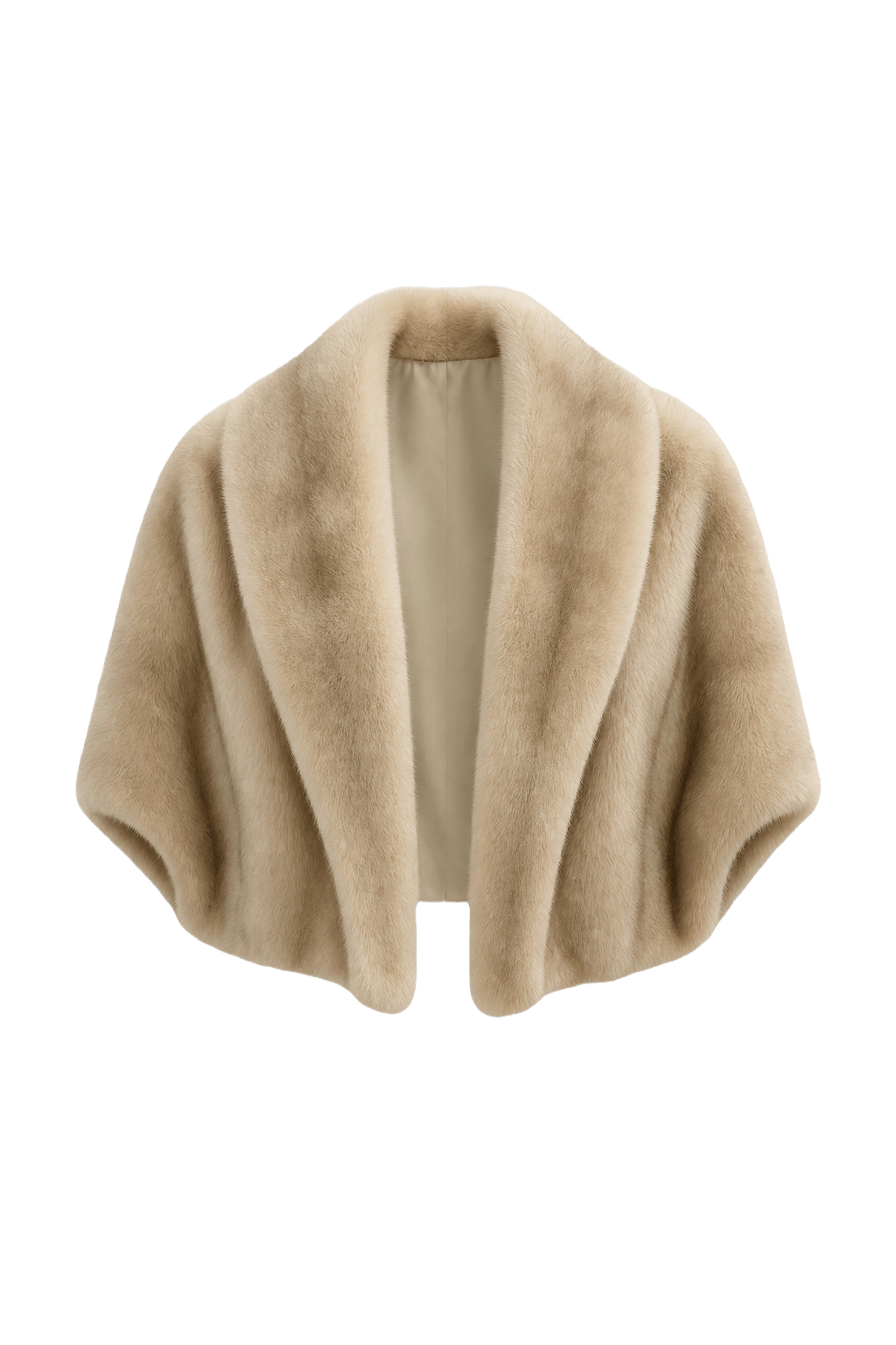 1980s Cream White Fur Stole - Front View