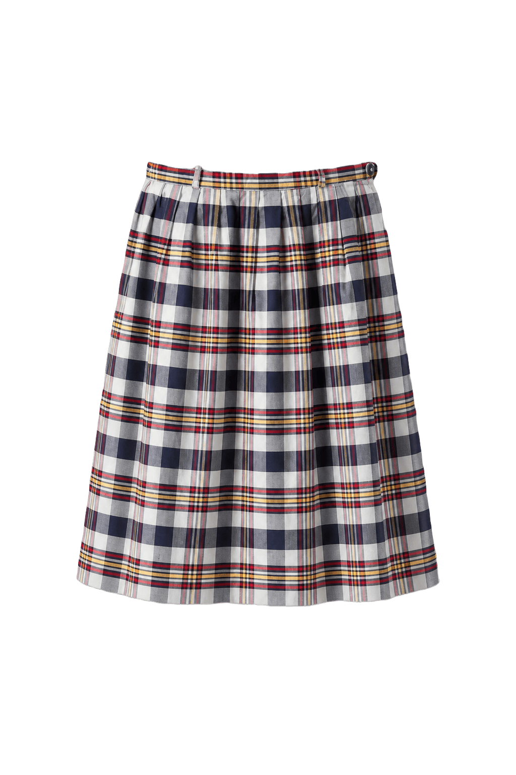 1970s Multicolored Plaid Cotton Skirt - Front View