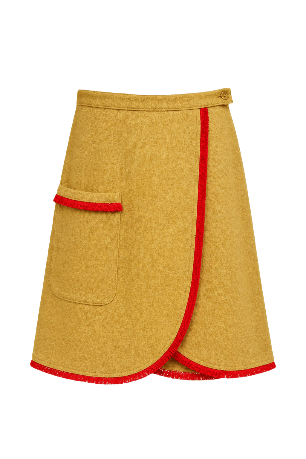 1960s Mustard Yellow Wool Skirt - Front View