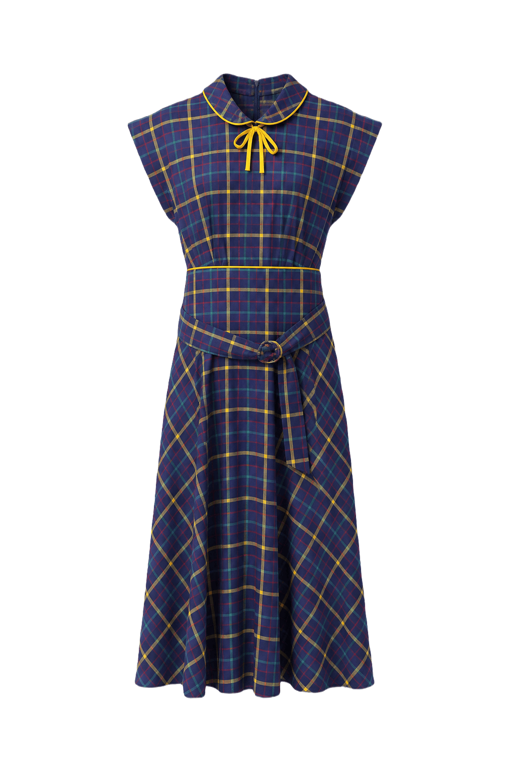 1950s Blue Cotton Blend Dress - Front View