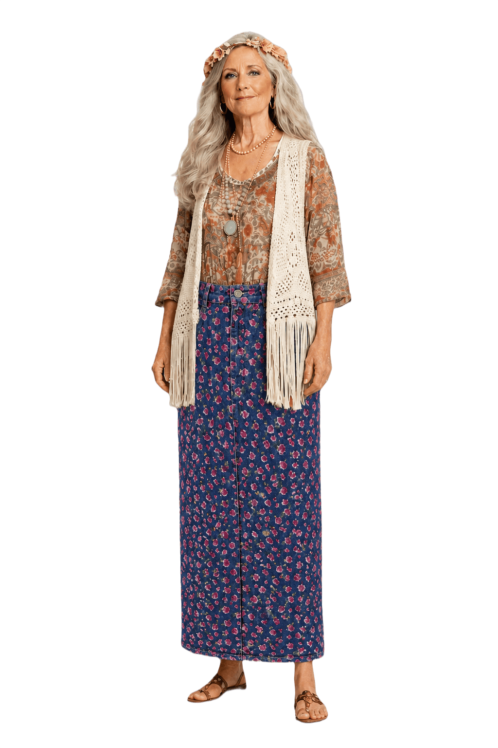 1970s Blue Denim Skirt - Model