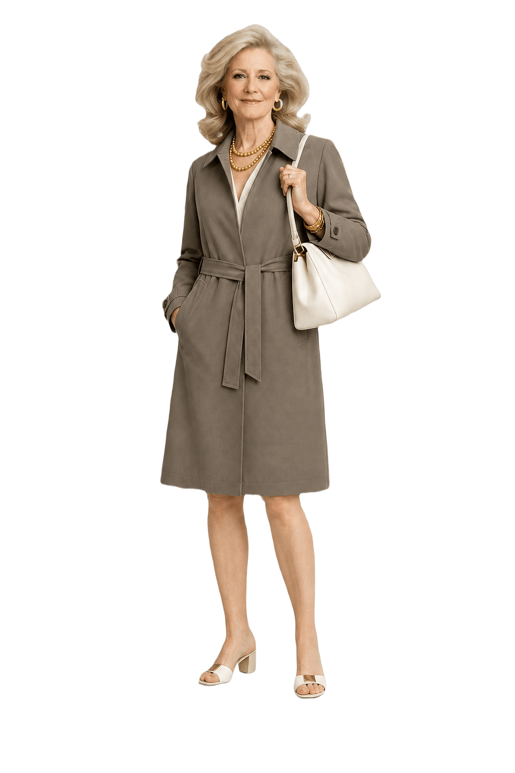 1970s Olive Green Cotton Blend Trench Coat - Model