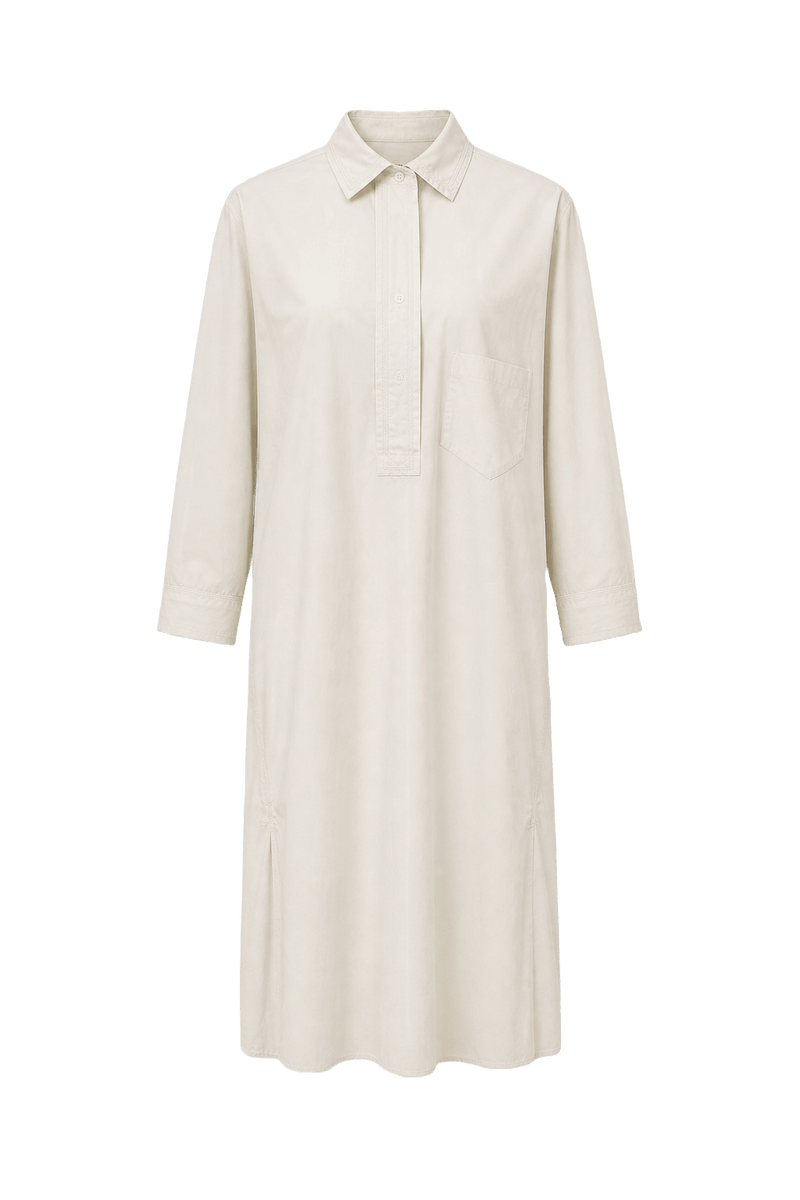 1970s White Cotton Shirt Dress - Front View