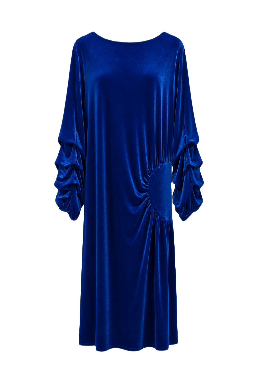 1980s Royal Blue Velvet Dress - Front View