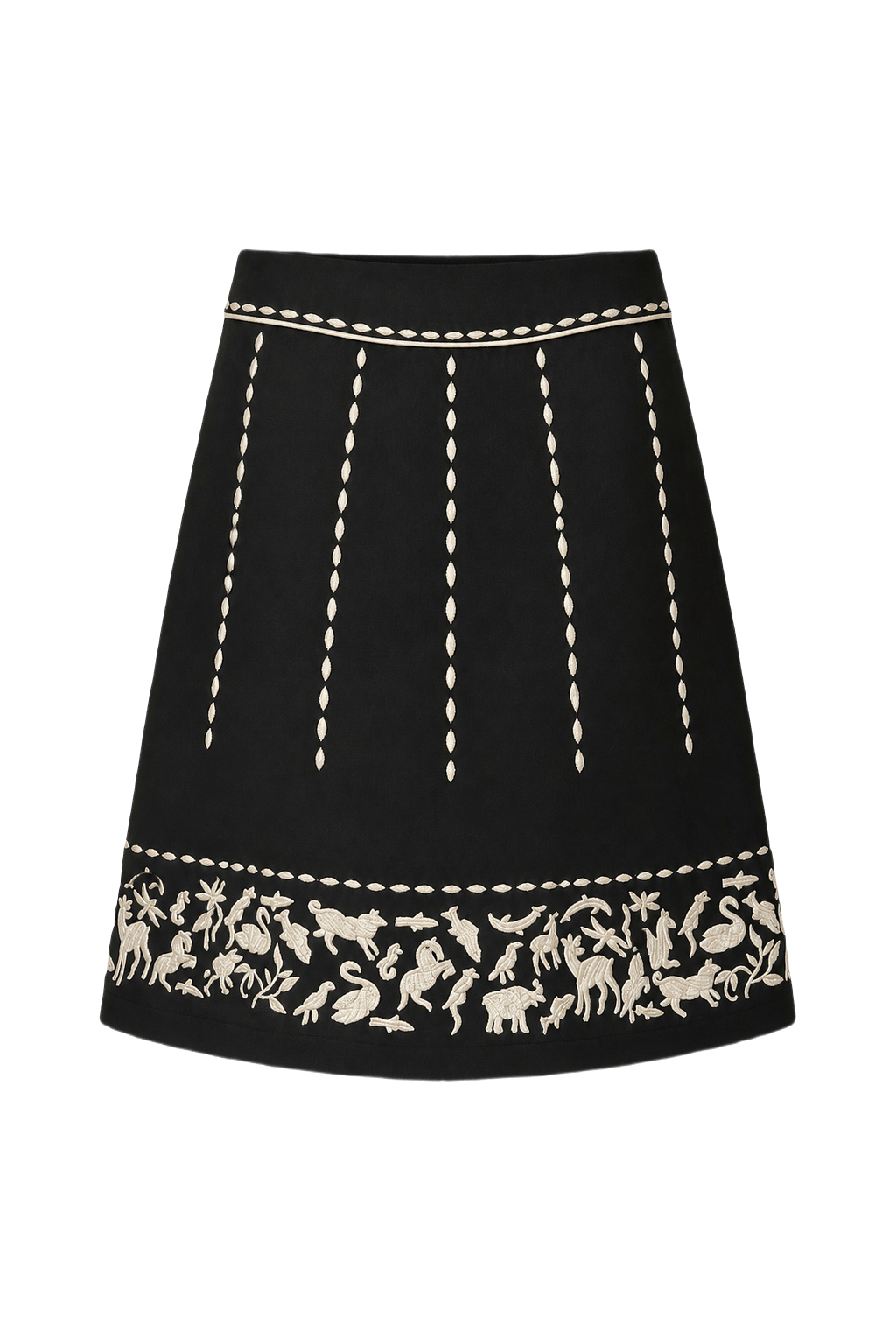 1970s Black Cotton Skirt - Front View