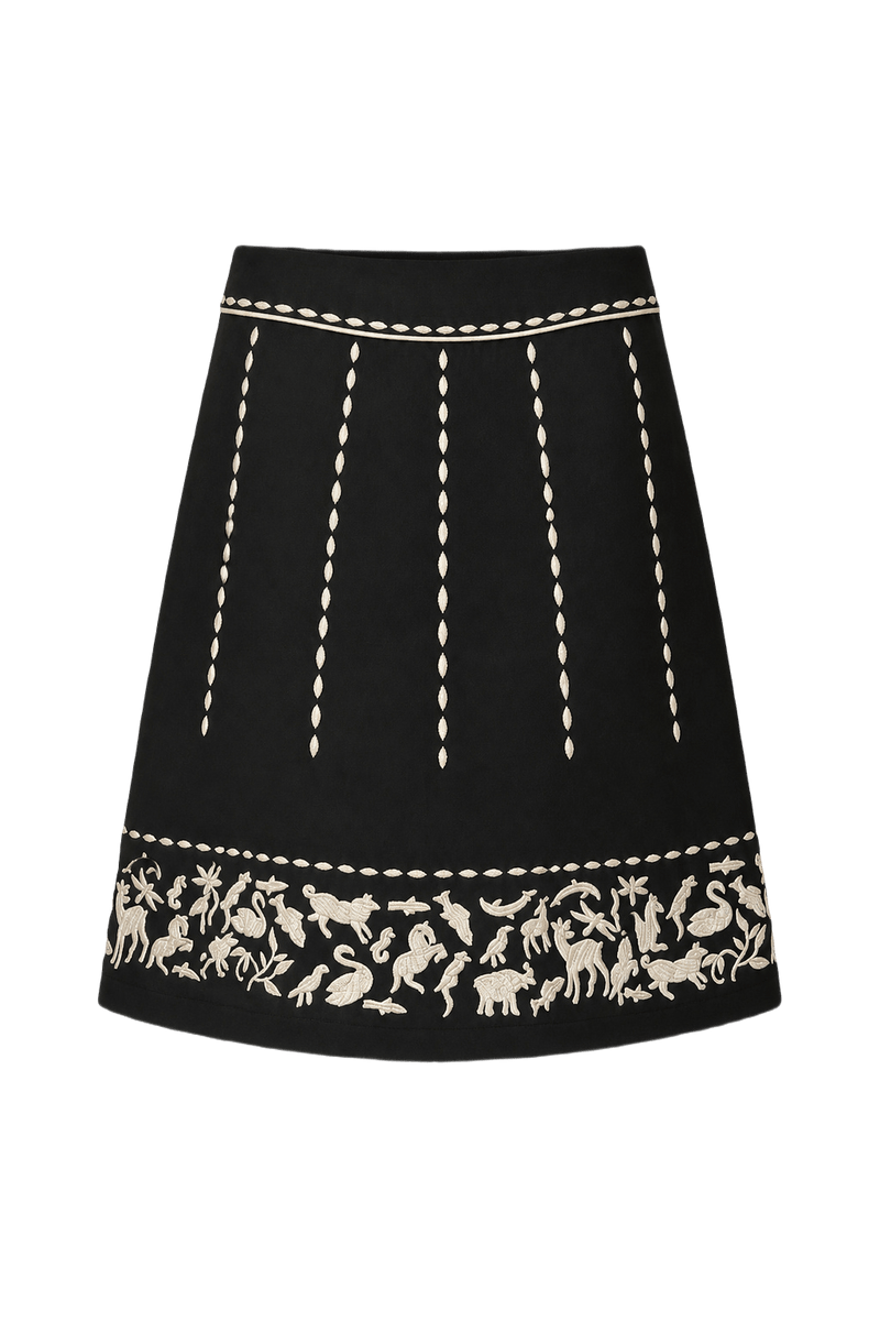 1970s Black Cotton Skirt - Front View
