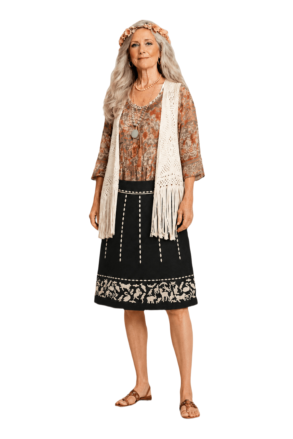 1970s Black Cotton Skirt - Model