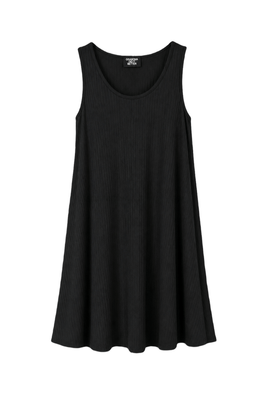 1990s Black Polyester Dress - Front View