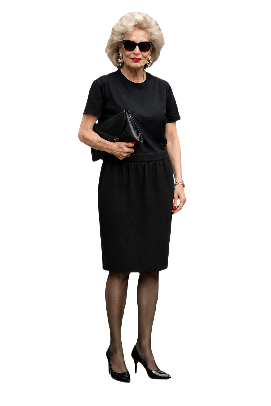 1980s Black Wool Blend Skirt - Model