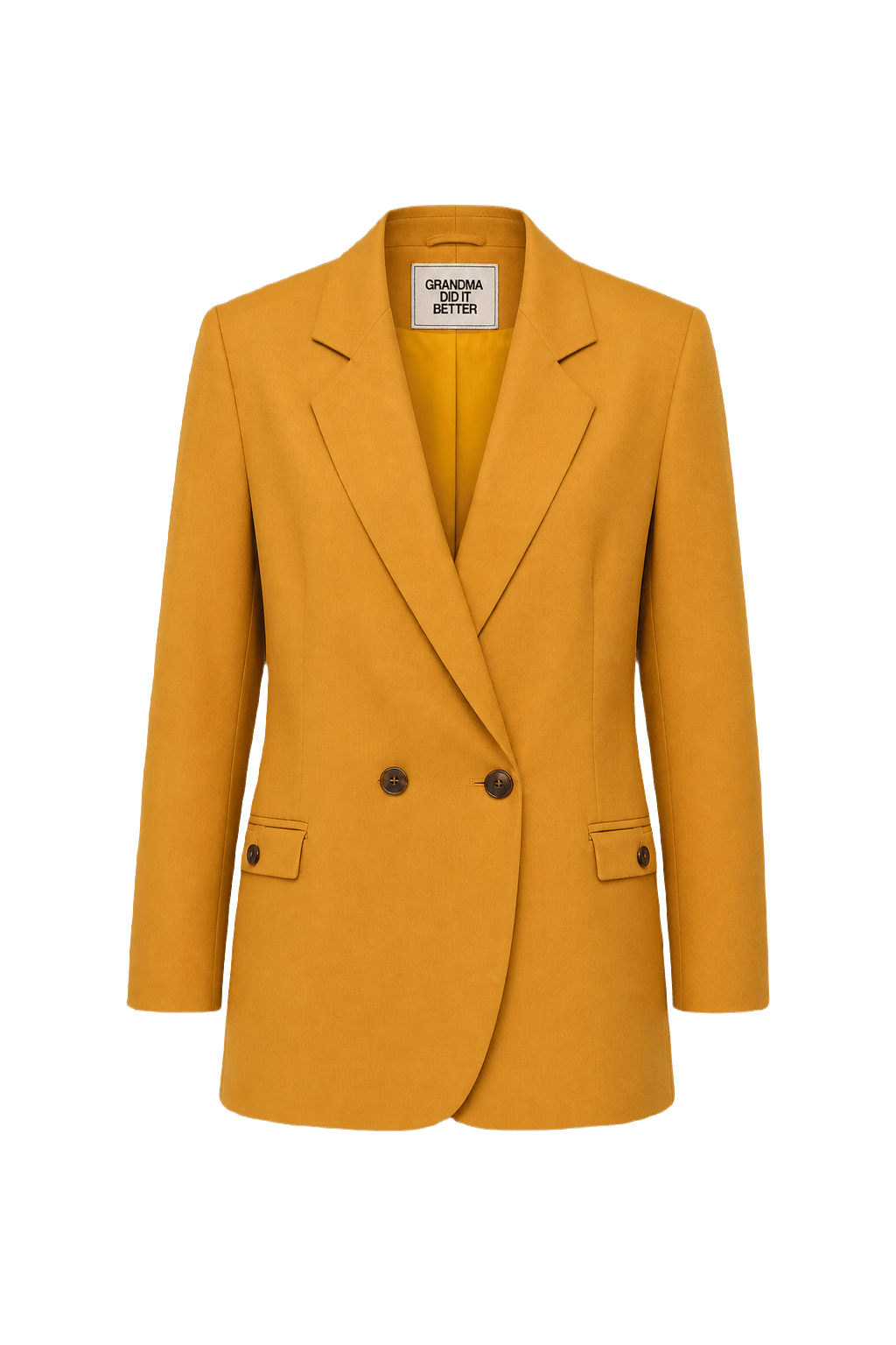 1980s Mustard Yellow Cotton Blazer - Front View