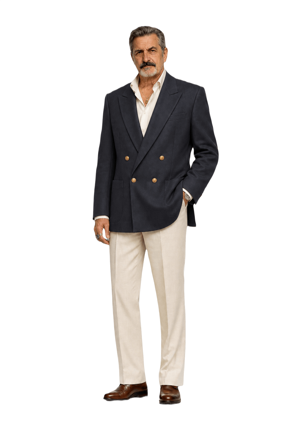 1980s Navy Wool Blazer - Model
