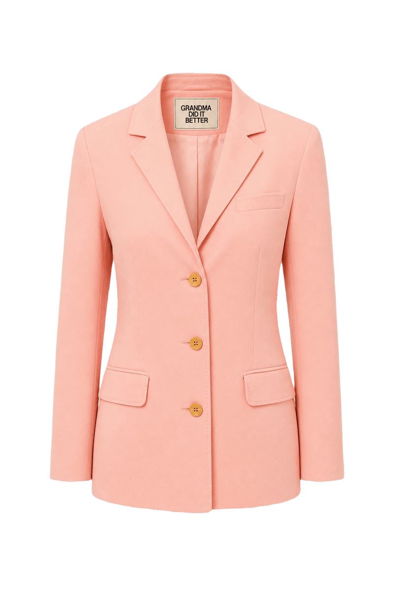 1980s Pink Cotton Blend Blazer - Front View