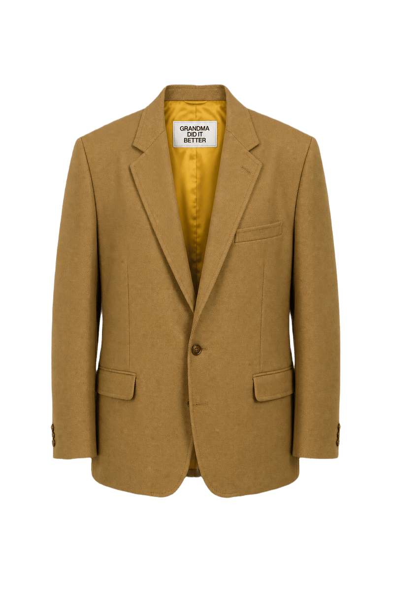 1980s Tan Wool Blazer - Front View
