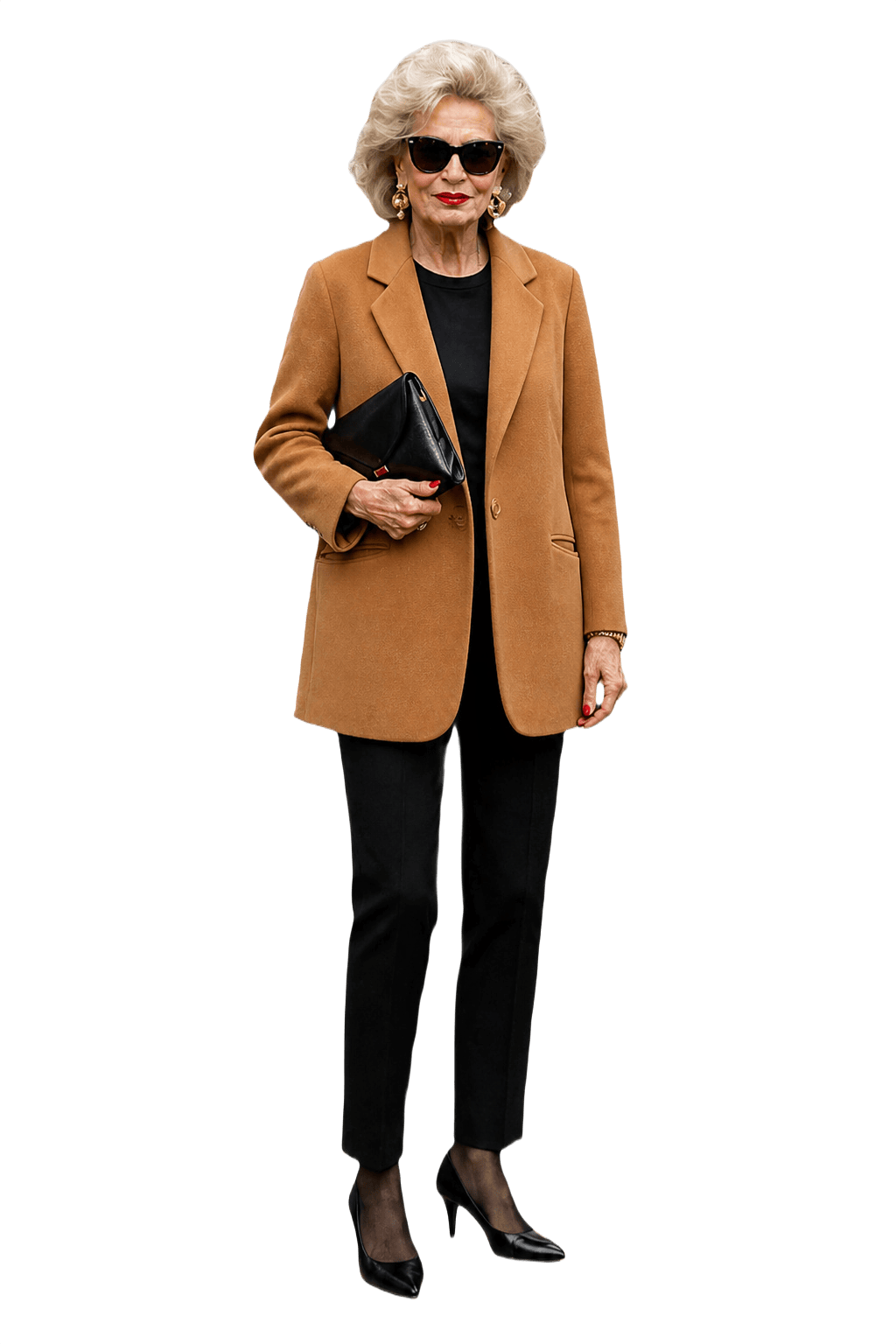 1980s Camel Brown Wool Blazer - Model