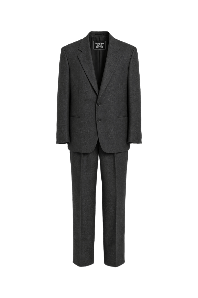 1990s Charcoal Grey Wool 2-piece Suit - Front View