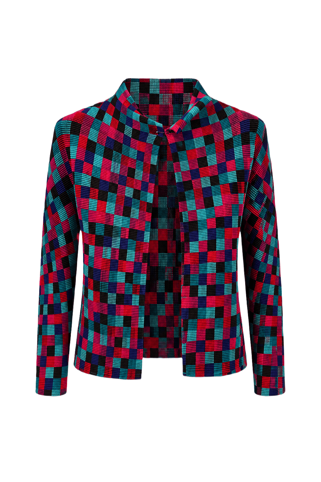 1990s Multicolor Polyester Blouse - Front View
