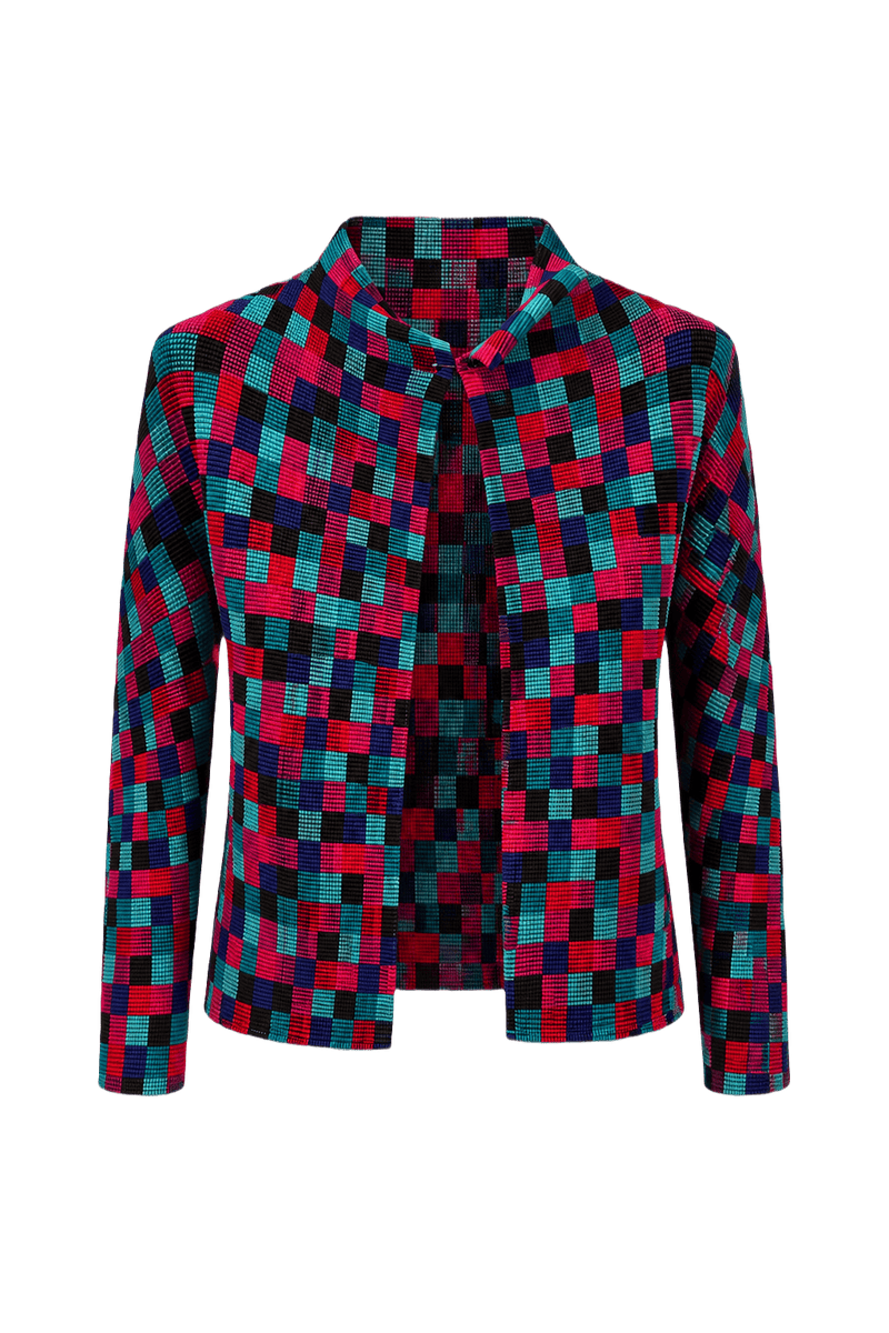 1990s Multicolor Polyester Blouse - Front View